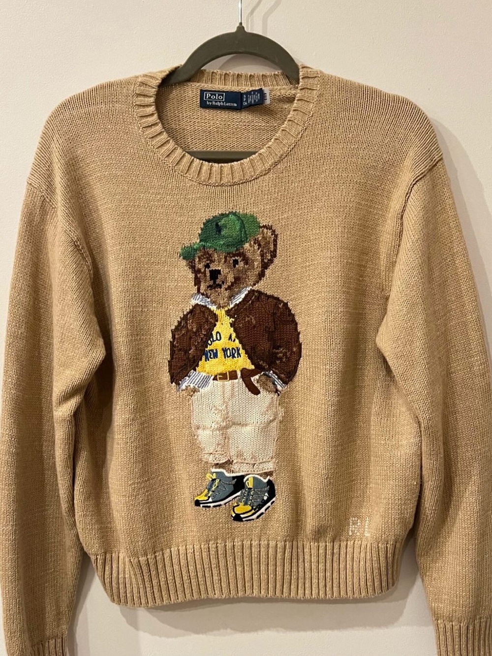 Polo by Ralph Lauren Tan Crewneck Sweater with Polo Bear